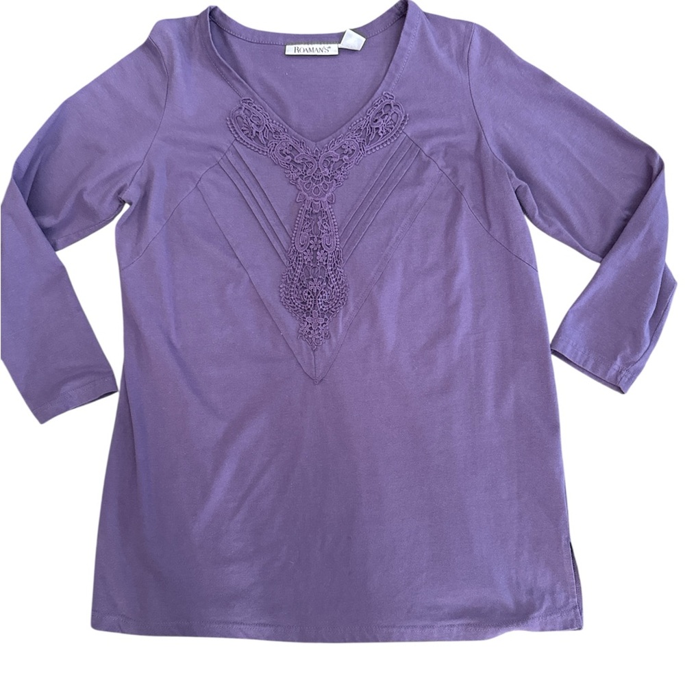 Roaman's Oversized Lavender Long Sleeve Tunic Size M L